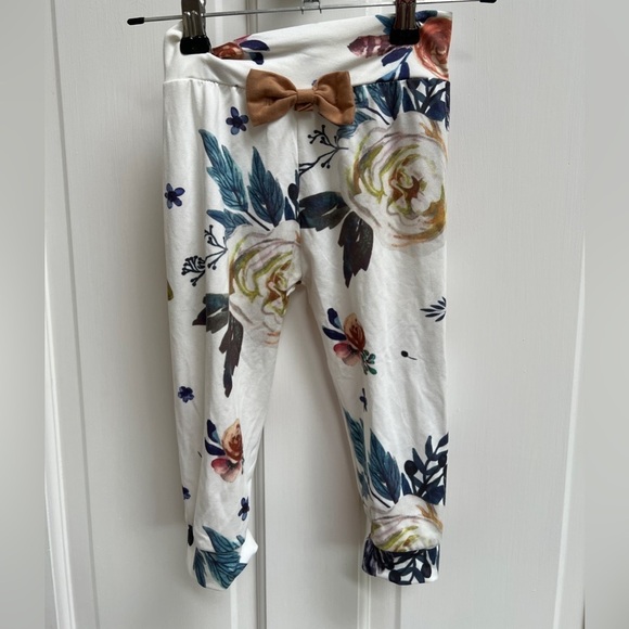 Other - Size 2T Floral White, Brown and Green Stretch Legging Pants